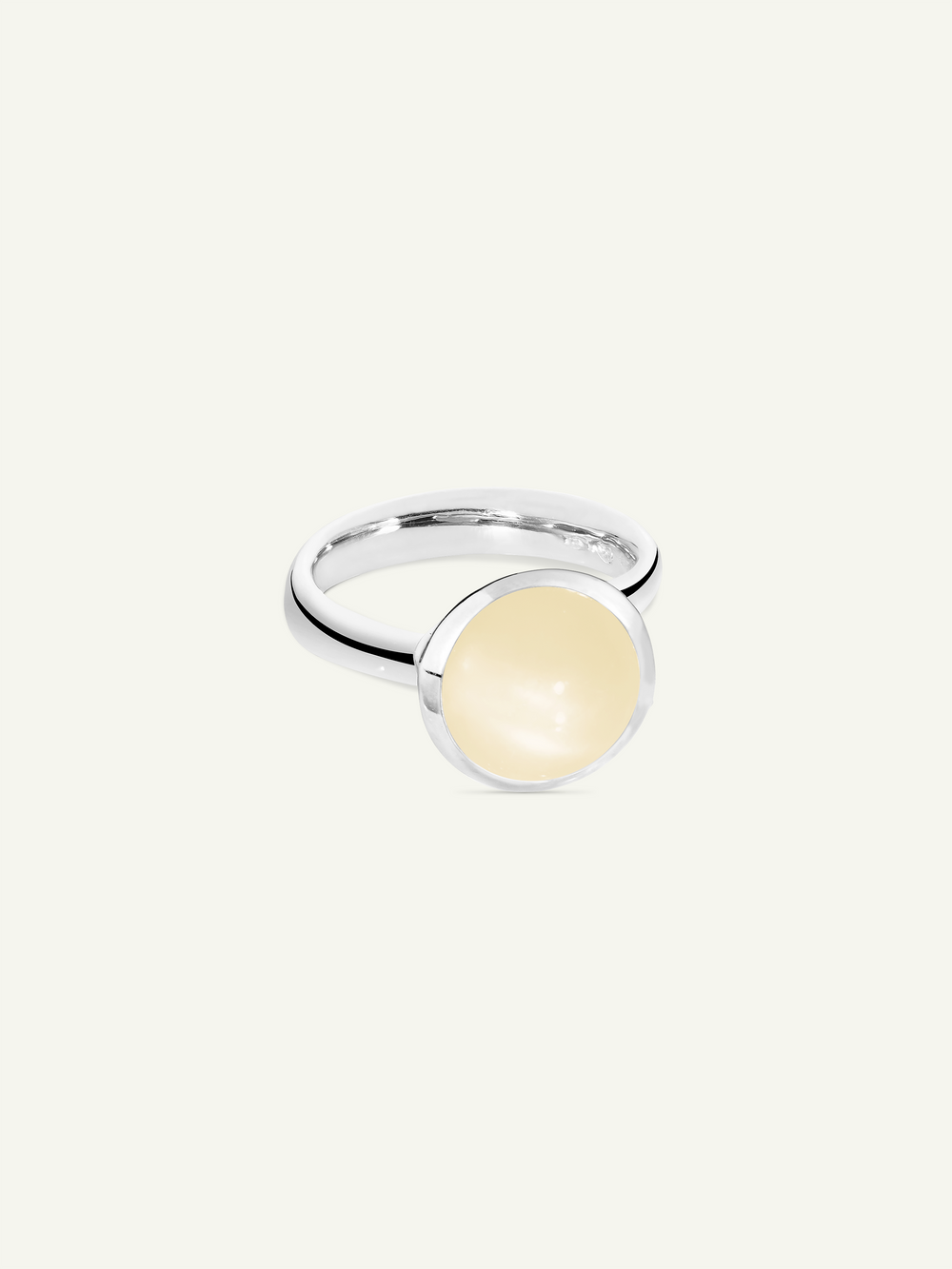 Ring BOUTON large Moonstone sand/white sand Mondstein