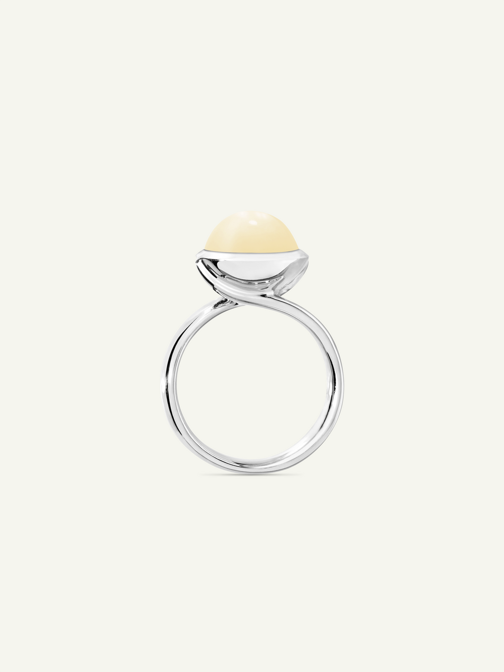 Ring BOUTON large Moonstone sand/white sand Mondstein