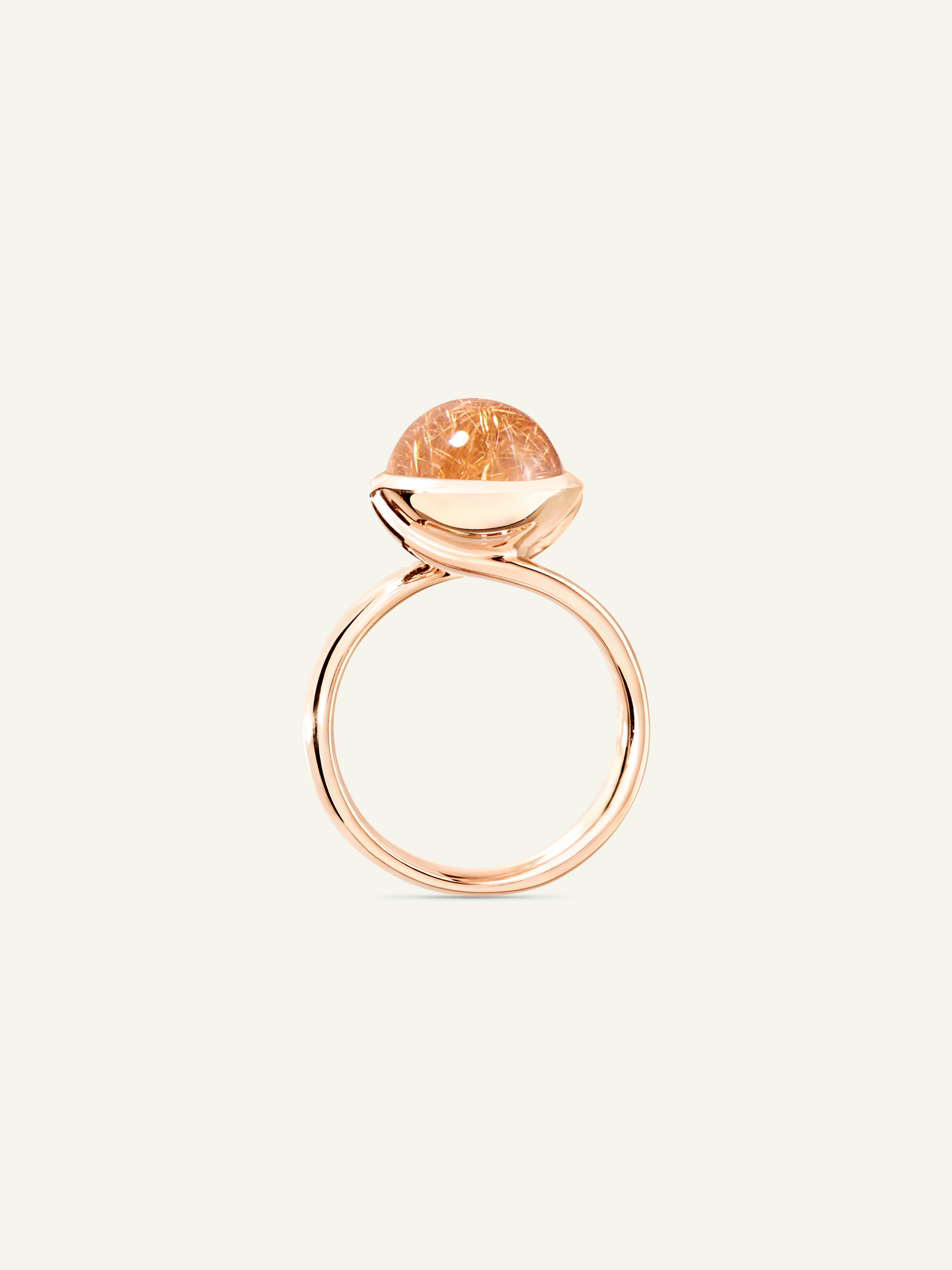 BOUTON Large Ring mit Rotem Rutilquarz