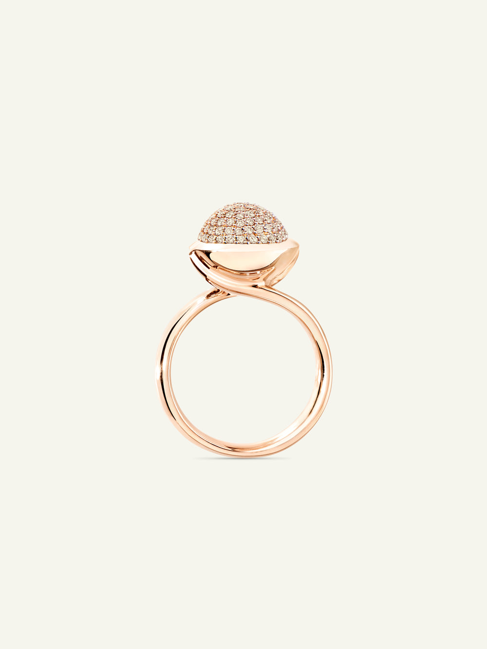 R-BOU-l-pD-rg | BOUTON Large Ring with Champagne Diamant Pavé