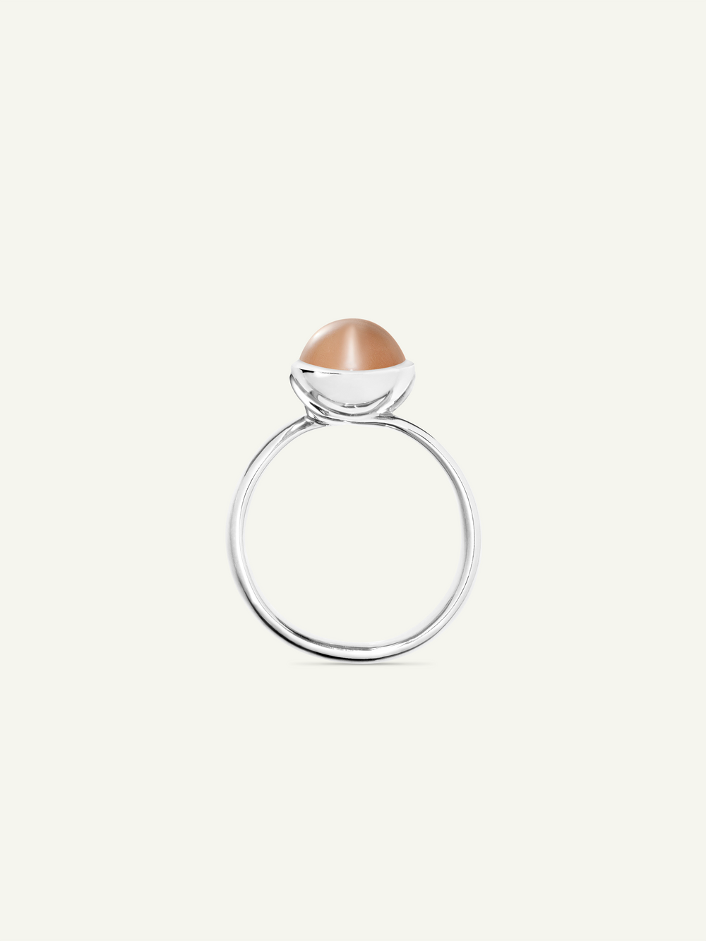 Ring BOUTON small Moonstone brown Brauner Mondstein