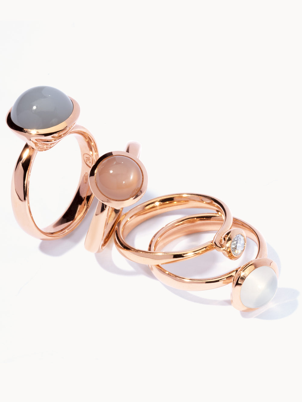 Ring BOUTON small Moonstone sand/white sand Mondstein