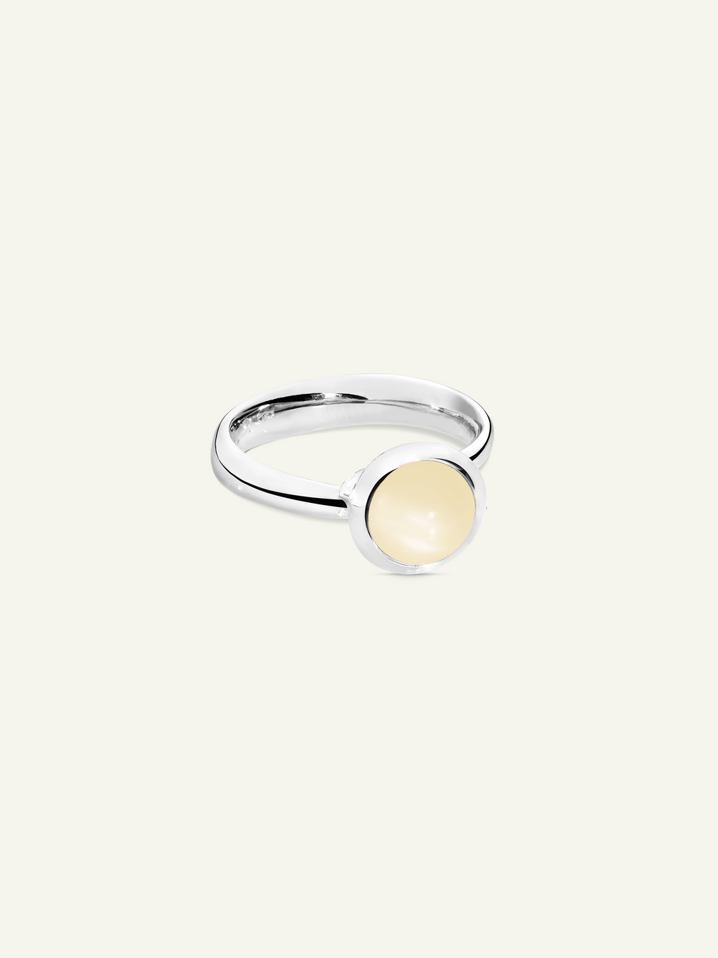 Ring BOUTON small Moonstone sand/white sand Mondstein
