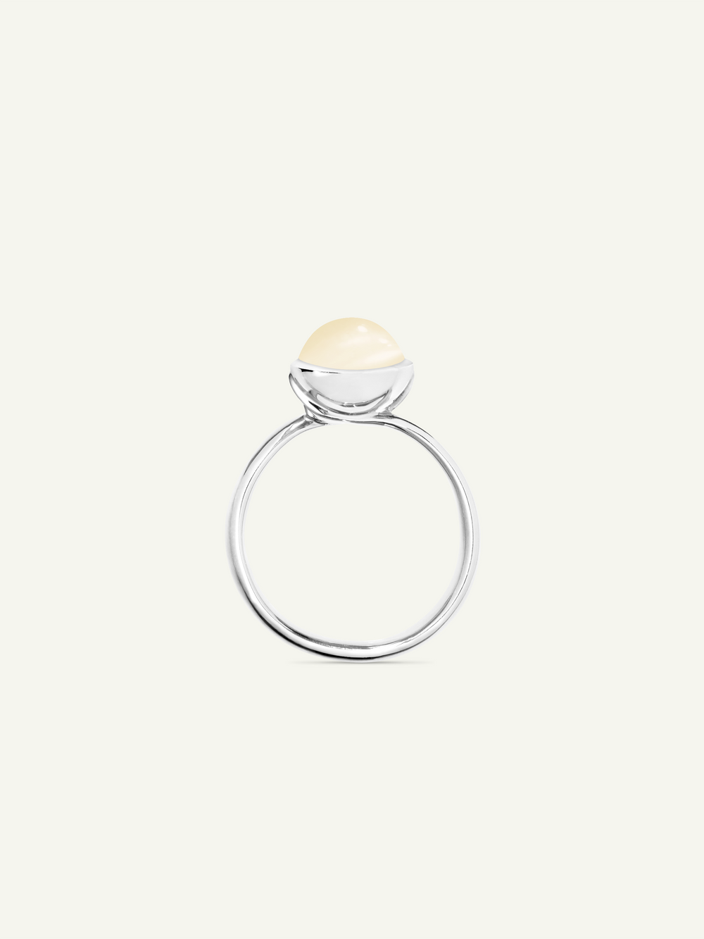Ring BOUTON small Moonstone sand/white sand Mondstein