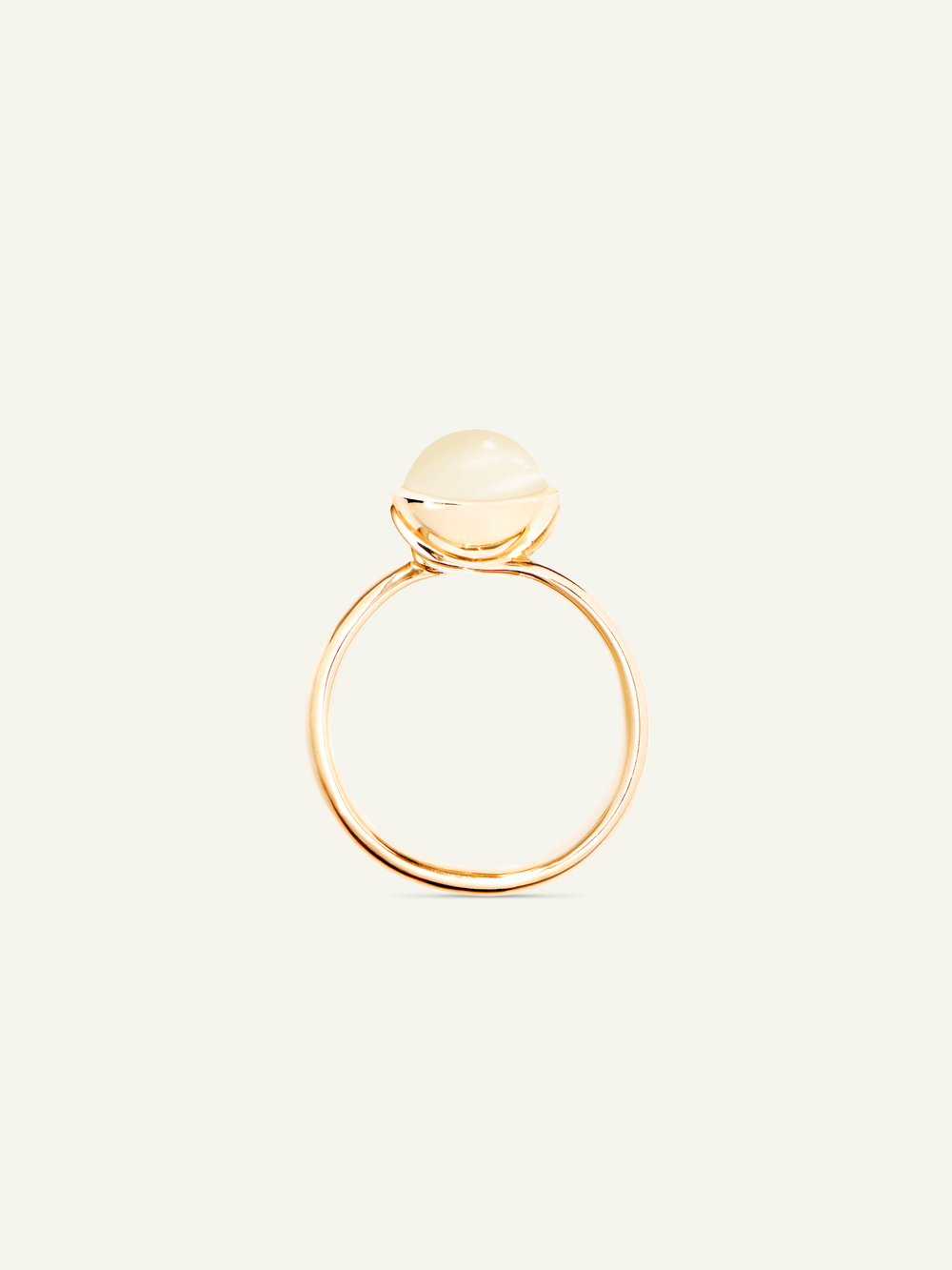 Ring BOUTON small Moonstone sand/white sand Mondstein