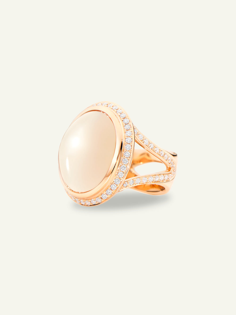 CUSHION Large Ring with Sand Moonstones and Diamond Pavé