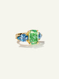 GLAMOUR Ring with Grossular Garnet and Aquamarines