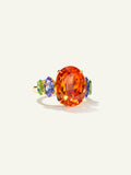 GLAMOUR Ring with Mandarin Garnet, Tanzanites and Tsavorites