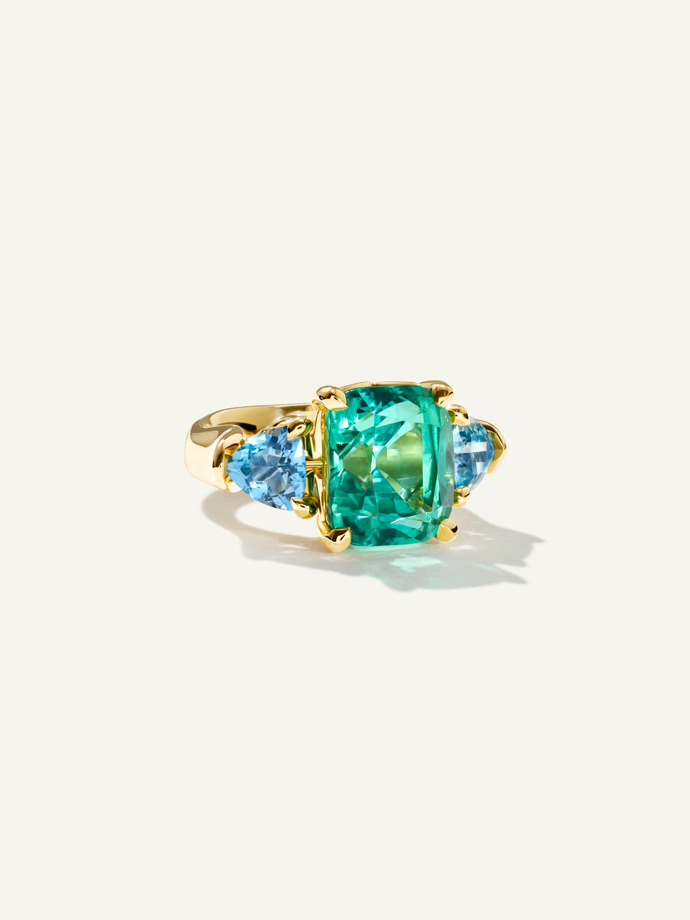 GLAMOUR Ring mit Lagoon Grünem Turmalin und Aquamarinen