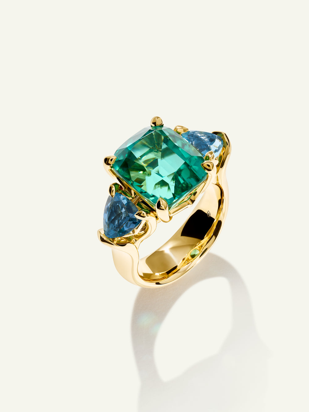 GLAMOUR Ring mit Lagoon Grünem Turmalin und Aquamarinen